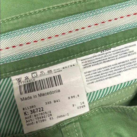 Men's Hiltl Green Pants NWT